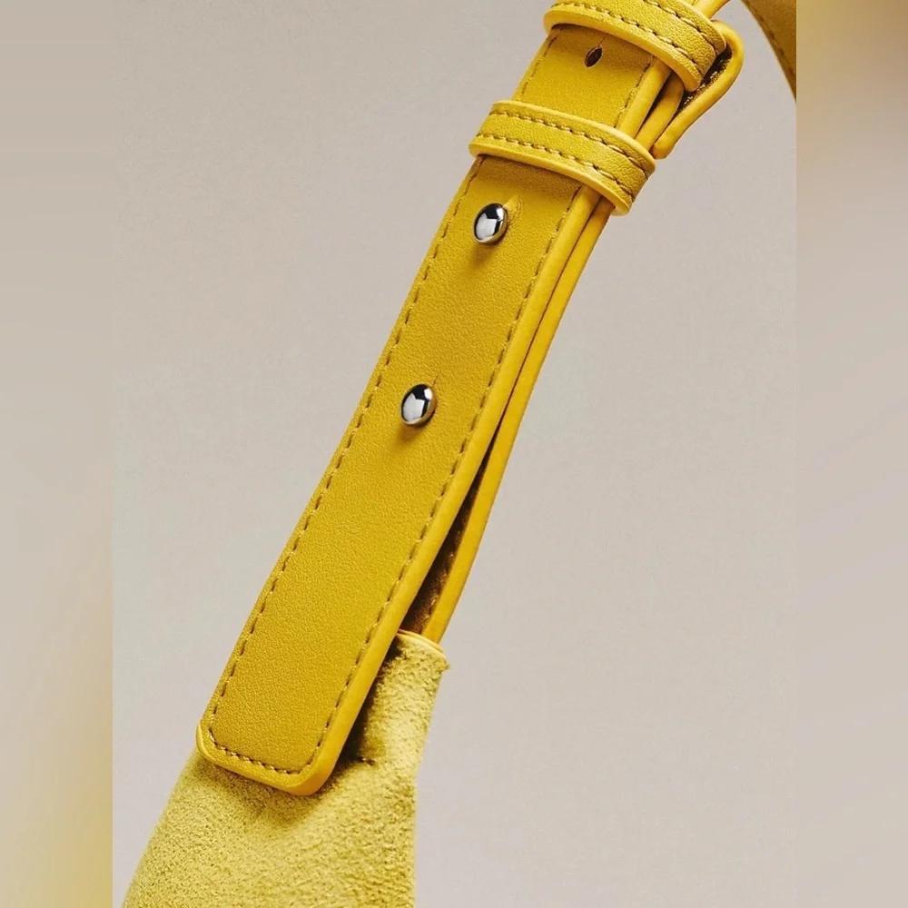 NWT Anthropologie Large Faux-Suede Slouchy Tote Elegant Yellow Hobo Bag